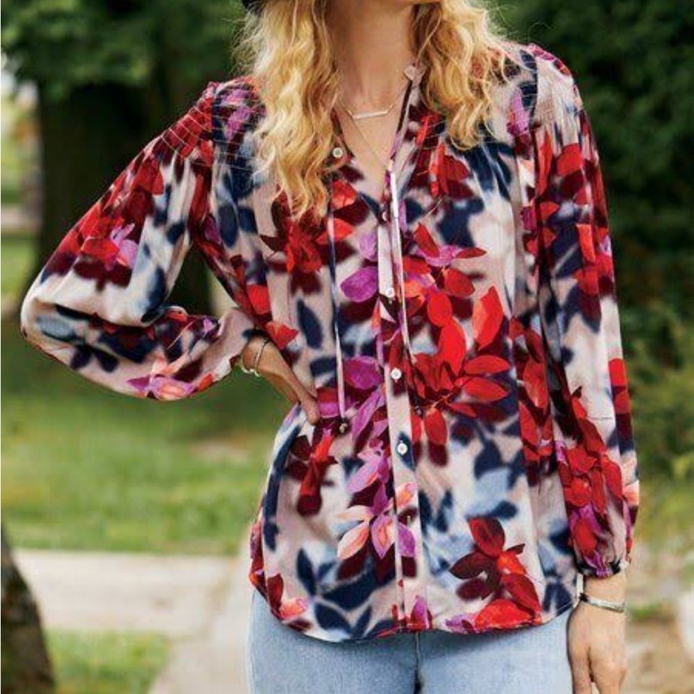 Soft Surroundings Celandine Floral Blouse